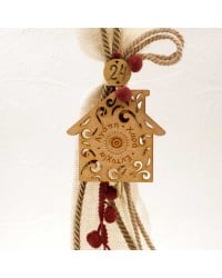 Handmade hanging lucky charm 2025 with home made of wood with print pattern Handmade hanging lucky charm 2025 with home made of wood with print pattern