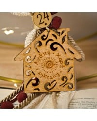 Handmade hanging lucky charm 2025 with home made of wood with print pattern Handmade hanging lucky charm 2025 with home made of wood with print pattern
