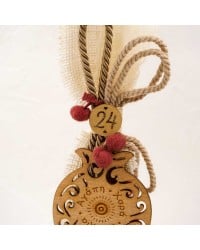 Handmade hanging lucky charm 2026 with pomegranate made of wood with print pattern Handmade hanging lucky charm 2026 with pomegranate made of wood with print pattern