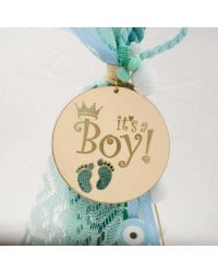 Handmade hanging lucky charm for newborn baby-boy with Plexiglass part Handmade hanging lucky charm for newborn baby-boy with Plexiglass part
