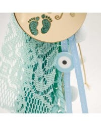 Handmade hanging lucky charm for newborn baby-boy with Plexiglass part Handmade hanging lucky charm for newborn baby-boy with Plexiglass part