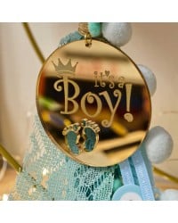 Handmade hanging lucky charm for newborn baby-boy with Plexiglass part Handmade hanging lucky charm for newborn baby-boy with Plexiglass part