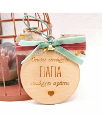 Lucky Charm 2025 for Grandma Wooden good luck charm for Grandma with ribbons and plexi heart