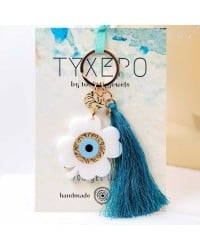 Μπρελόκ Γούρι Τετράφυλλο Τριφύλλι Χειροποίητο μπρελόκ γούρι με τετράφυλλο τριφύλλι και μάτι