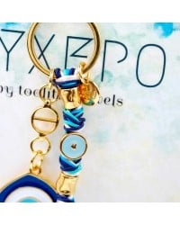Μπρελόκ Γούρι 2025 Μάτι Χειροποίητο μπρελόκ γούρι 2025 με μάτι από σμάλτο και επίχρυσα μεταλλικά στοιχεία
