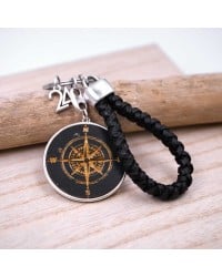 Handmade lucky men's key-chain with wooden part and silver-plated parts Handmade lucky men's key-chain with wooden part and silver-plated parts