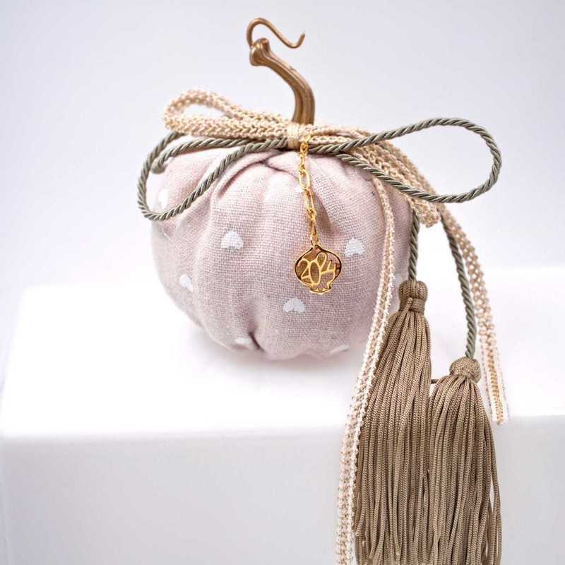 Handmade good luck charm pumpkin with gold-plated parts and tassels Handmade good luck charm pumpkin with gold-plated parts and tassels