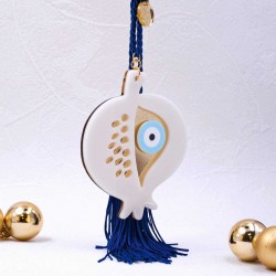 Χειροποίητο κρεμαστό γούρι 2026 με ρόδι από πλέξιγκλας 