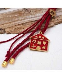Hanging lucky charm 2026 with enamelled house Handmade hanging lucky charm 2026 with enamelled house