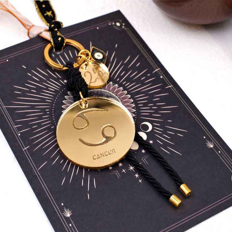 Cancer Sign lucky Keychain made of plexiglass Handmade Cancer Sign lucky key-chain made of plexiglass with gold-plated parts