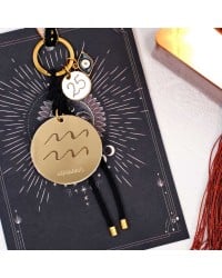 Μπρελόκ γούρι Ζώδιο Υδροχόος από Πλέξιγκλας Χειροποίητο μπρελόκ γούρι Ζώδιο Υδροχόος από πλέξιγκλας με επίχρυσα μεταλλικά στοιχεία