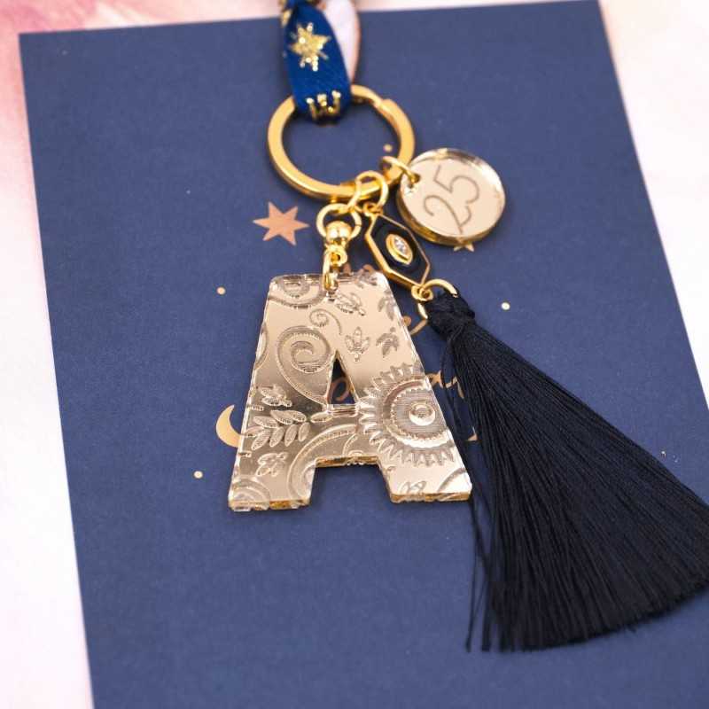 Handmade with Initial Letter made of plexiglass and gold-plated parts 