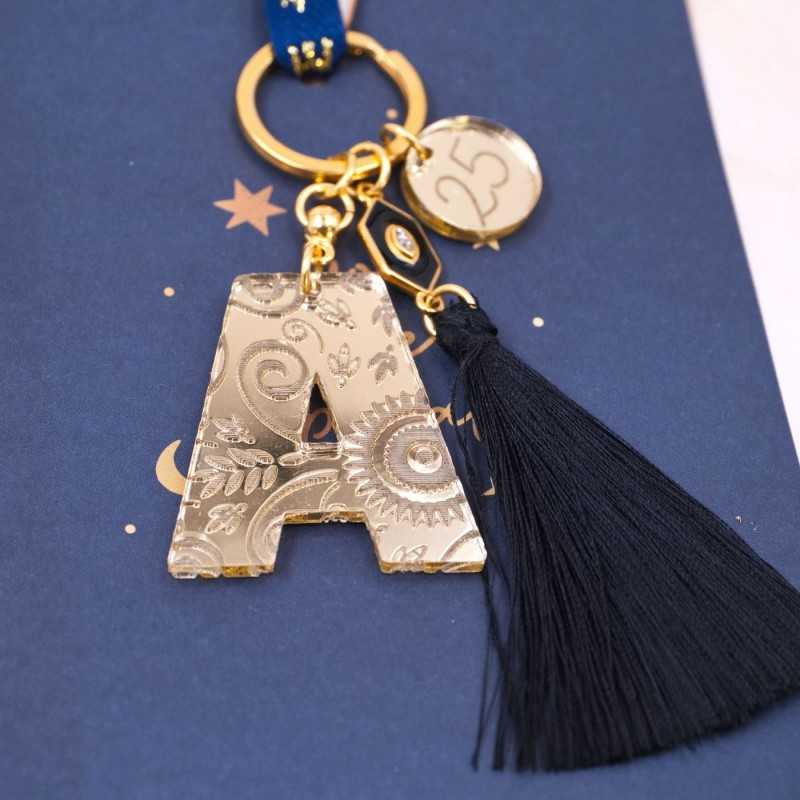 Handmade with Initial Letter made of plexiglass and gold-plated parts 