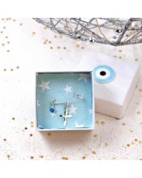 Lucky safety pin charm of 925° Silver for newborn baby-boy Handmade lucky safety pin charm for newborn made of 925° silver