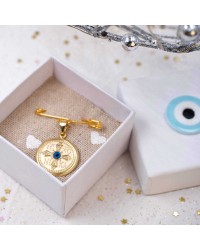 Lucky safety pin with talisman made of 925° silver for newborns Handmade lucky safety pin charm for newborn made of 925° silver