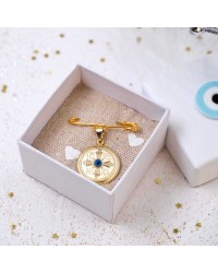Lucky safety pin with talisman made of 925° silver for newborns Handmade lucky safety pin charm for newborn made of 925° silver