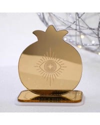 Gold Mirror Plexiglass Tabletop Charm 2026 'Mystique' - Pomegranate & Evil Eye Gold Mirror Plexiglass Tabletop Charm 2026 'Mystique' - Pomegranate & Evil Eye