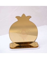 Gold Mirror Plexiglass Tabletop Charm 2026 'Mystique' - Pomegranate & Evil Eye Gold Mirror Plexiglass Tabletop Charm 2026 'Mystique' - Pomegranate & Evil Eye