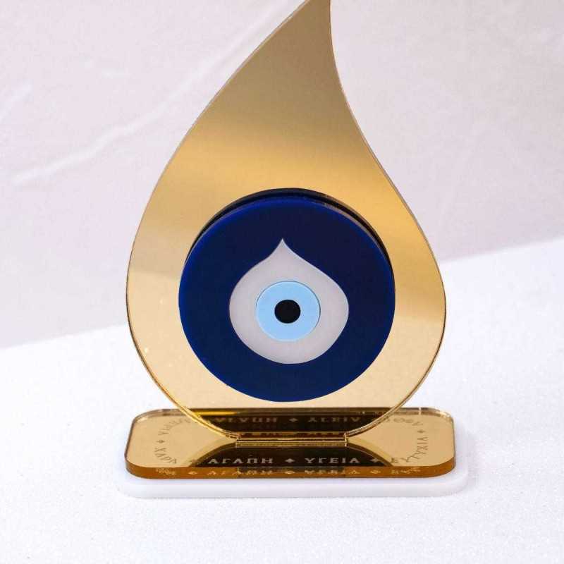Lucky charm Golden Drop with Evil Eye Handmade tabletop drop lucky charm made of plexiglass