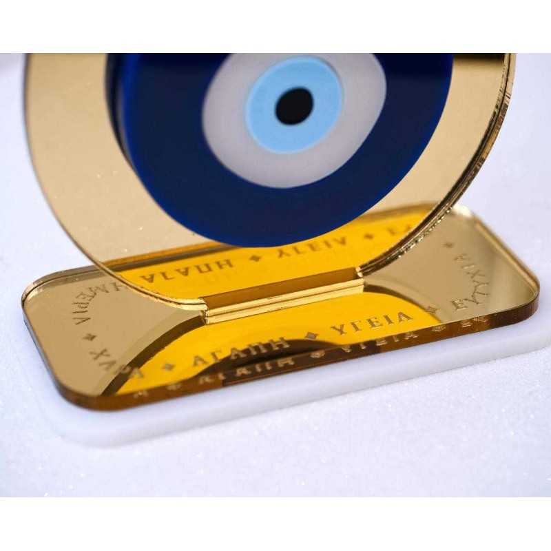 Lucky charm Golden Drop with Evil Eye Handmade tabletop drop lucky charm made of plexiglass