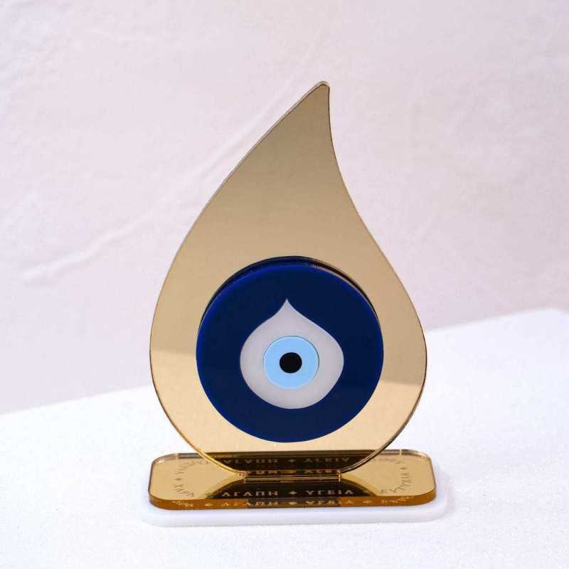 Lucky charm Golden Drop with Evil Eye Handmade tabletop drop lucky charm made of plexiglass