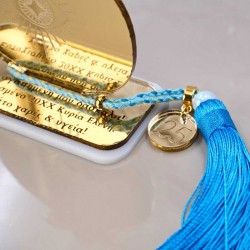 Χειροποίητο επιτραπέζιο προσωποποιημένο γούρι Χρυσό Ρόδι με τη δική σου ευχή
