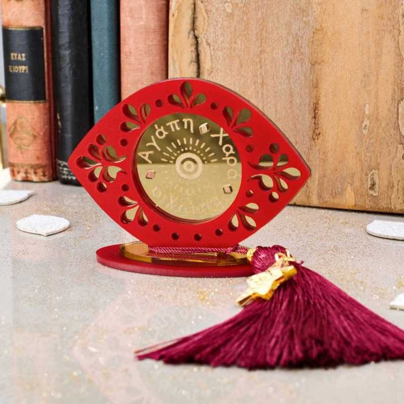 Χειροποίητο επιτραπέζιο γούρι μάτι από πλέξιγκλας 