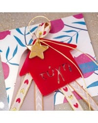 Hanging lucky charm with plexiglass house Handmade hanging lucky charm with plexiglass house and ribbons