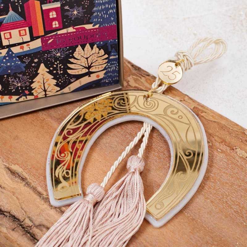 Handmade hanging lucky charm with plexiglass Horseshoe