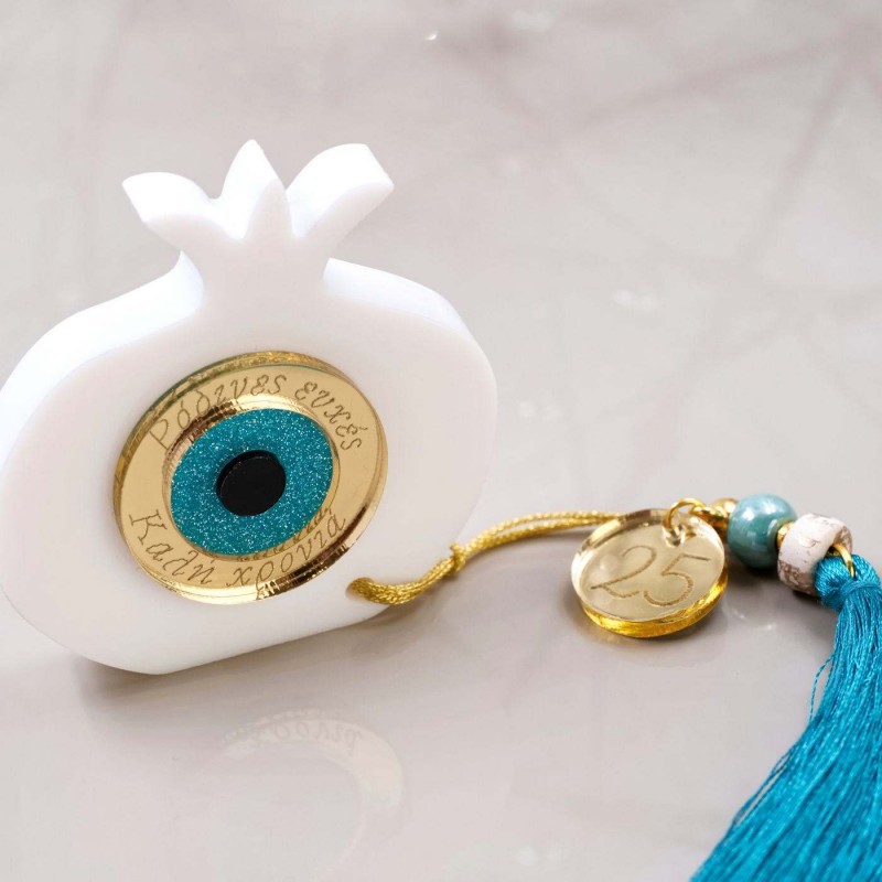 Lucky charm plexiglass Pomegranate with evil eye Handmade tabletop Pomegranate with evil eye lucky charm made of plexiglass