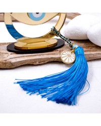 Summer lucky charm plexiglass evil eye Handmade evil eye table lucky charm made of plexiglass with ceramic beads and silk tassel