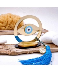 Summer lucky charm plexiglass evil eye Handmade evil eye table lucky charm made of plexiglass with ceramic beads and silk tassel