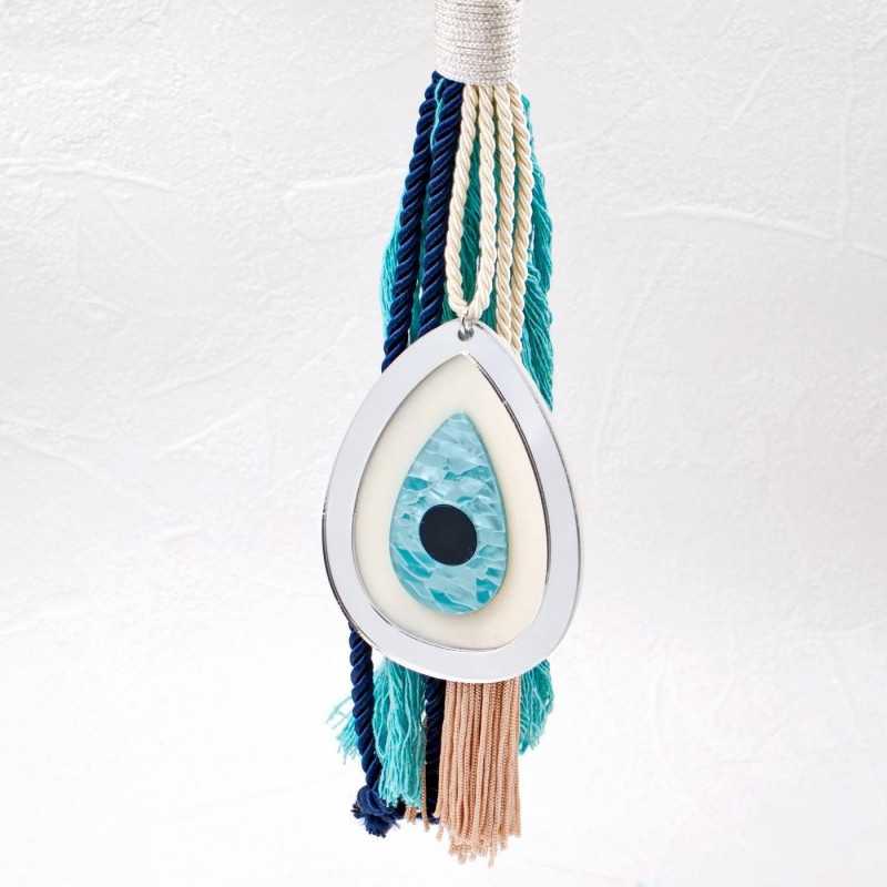 Summer lucky charm plexiglass Handmade summer lucky charm with plexiglass evil eye, braided cord and tassels