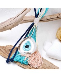 Summer lucky charm plexiglass Handmade summer lucky charm with plexiglass evil eye, braided cord and tassels