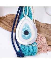 Summer lucky charm plexiglass Handmade summer lucky charm with plexiglass evil eye, braided cord and tassels