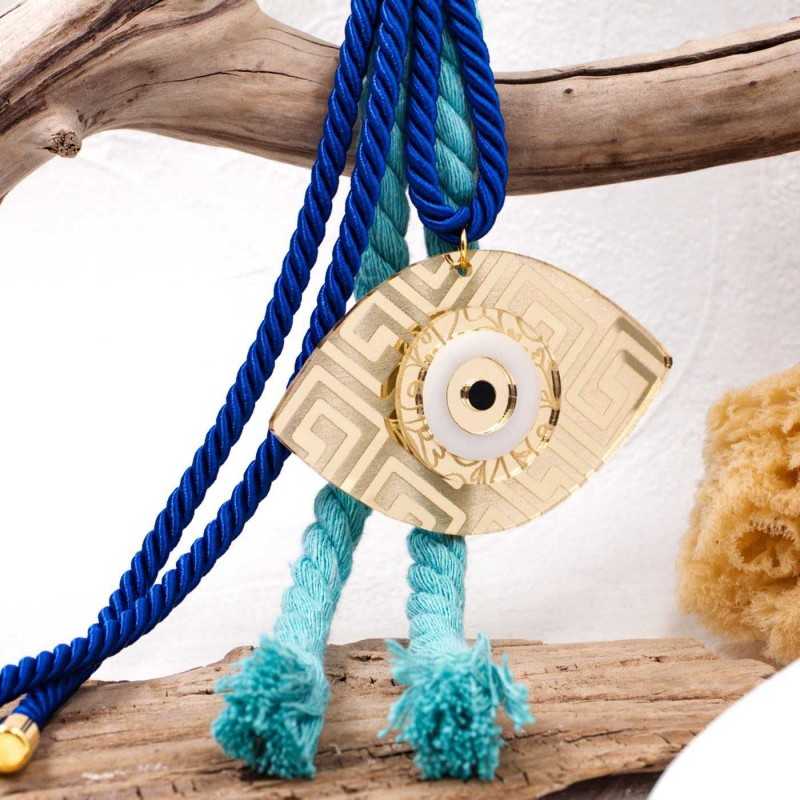 Summer lucky charm plexiglass Handmade summer lucky charm with plexiglass evil eye, braided cord and tassels