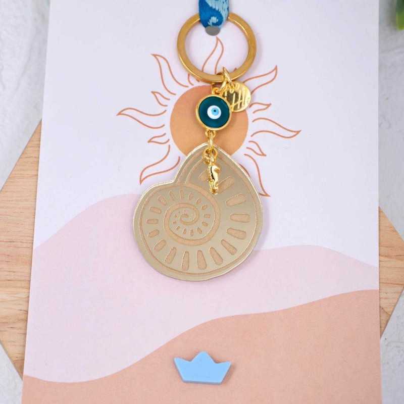 Μπρελόκ Summer Plexi Shell Χειροποίητο μπρελόκ με στοιχείο από πλέξιγκλας και μεταξωτή φούντα