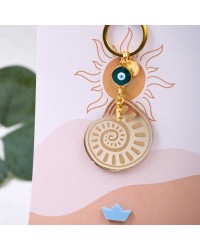 Μπρελόκ Summer Plexi Shell Χειροποίητο μπρελόκ με στοιχείο από πλέξιγκλας και μεταξωτή φούντα