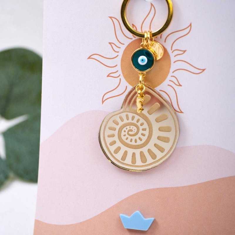 Μπρελόκ Summer Plexi Shell Χειροποίητο μπρελόκ με στοιχείο από πλέξιγκλας και μεταξωτή φούντα