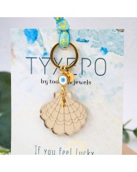 Plexi Shell Summer Keychain Handmade key-chain with plexiglass part and evil eye