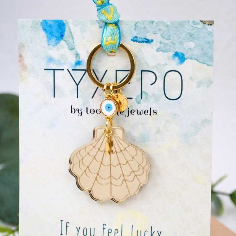 Χειροποίητο μπρελόκ με στοιχείο από πλέξιγκλας και μάτι