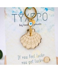Plexi Shell Summer Keychain Handmade key-chain with plexiglass part and evil eye