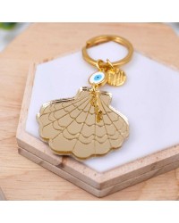 Plexi Shell Summer Keychain Handmade key-chain with plexiglass part and evil eye
