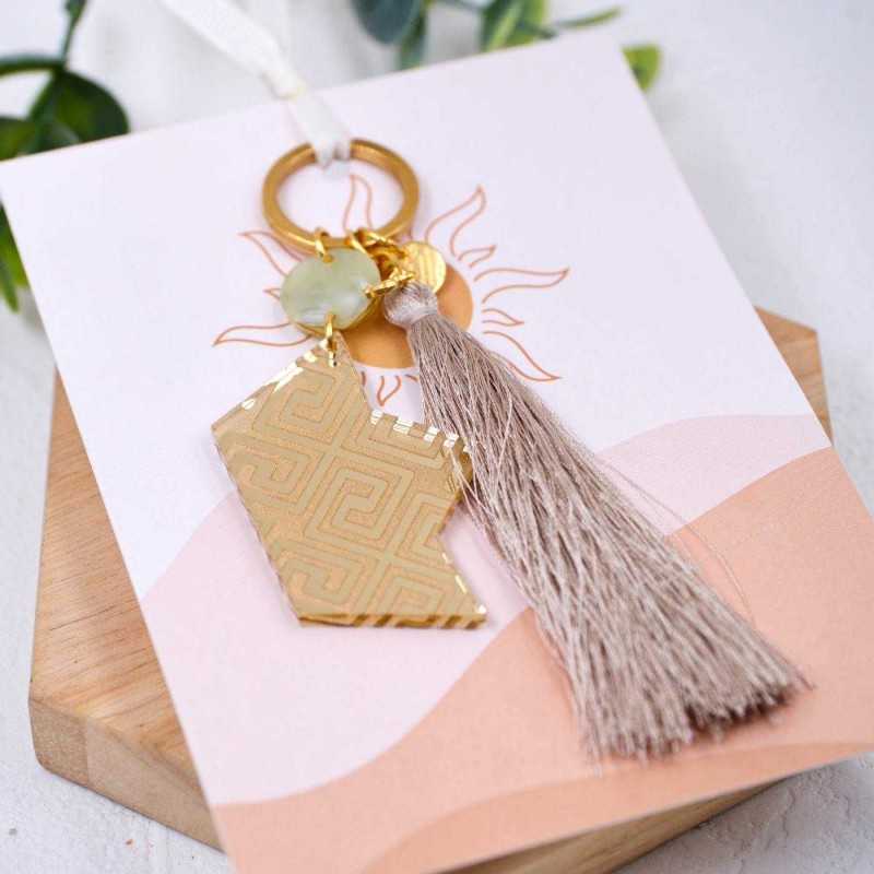 Women's Boat Keychain Handmade key-chain with plexiglass part and silk tassel