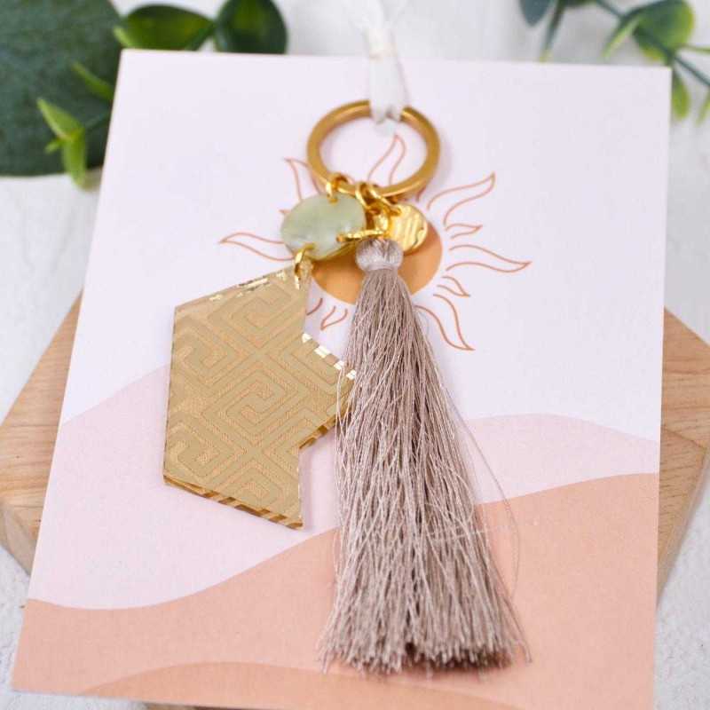 Women's Boat Keychain Handmade key-chain with plexiglass part and silk tassel