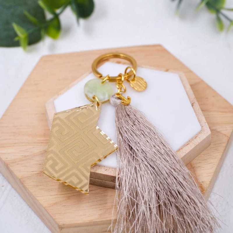 Women's Boat Keychain Handmade key-chain with plexiglass part and silk tassel