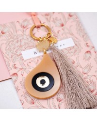 2026 Lucky Keychain with Evil Eye Handmade key-chain with plexiglass part and silk tassel