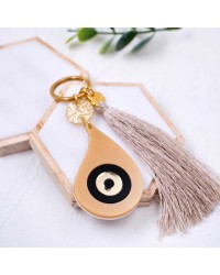 2026 Lucky Keychain with Evil Eye Handmade key-chain with plexiglass part and silk tassel