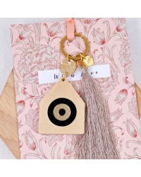 2026 Women's Keychain - Lucky House Handmade key-chain with plexiglass part and silk tassel