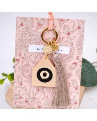 2026 Women's Keychain - Lucky House Handmade key-chain with plexiglass part and silk tassel